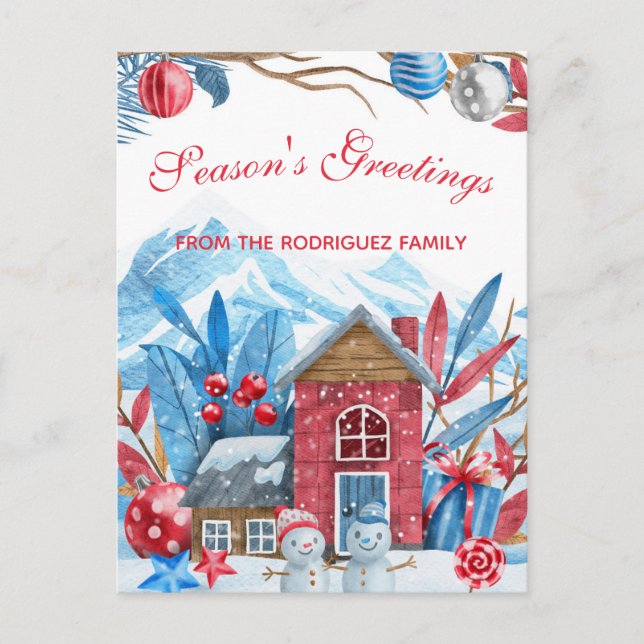 Cartes Pour Fêtes Annuelles Noël Happyland Watercolor (Devant)