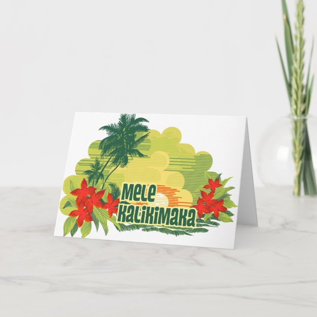 Cartes Pour Fêtes Annuelles Noël hawaïen de Mele Kalikimaka (Devant)