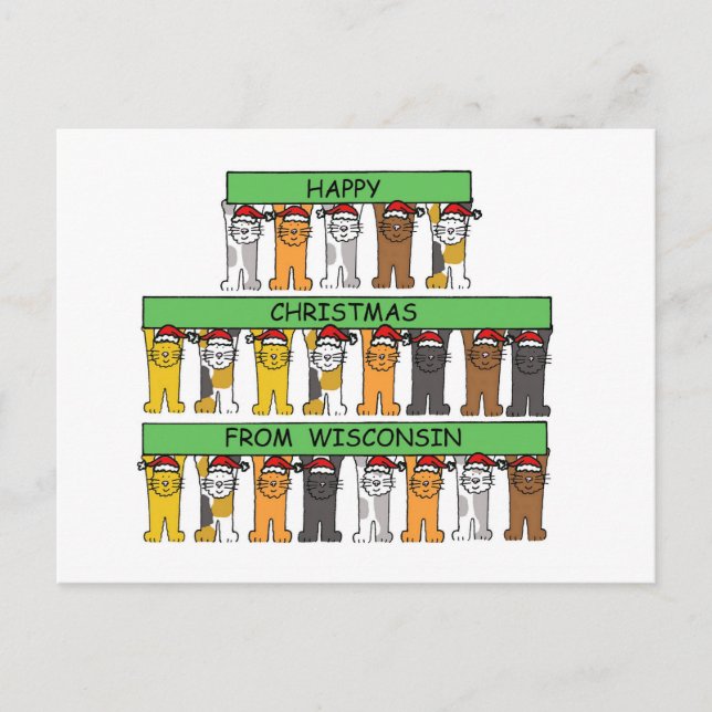 Cartes Pour Fêtes Annuelles Noël heureux des chats du Wisconsin (Devant)