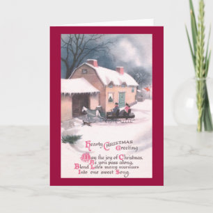 Cartes Pour Fêtes Annuelles Noël hippomobile de cru de Sleigh