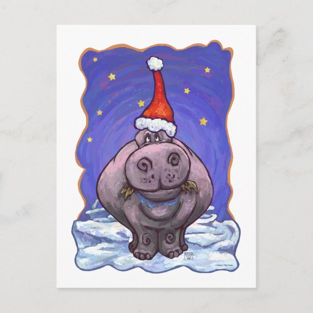Cartes Pour Fêtes Annuelles Noël Hippopotame (Devant)