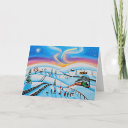 Cartes Pour Fêtes Annuelles Noël hiver lumières du nord
