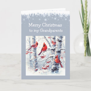 Cartes Pour Fêtes Annuelles Noël hiver Neige Arbres Cardinal Grands-parents