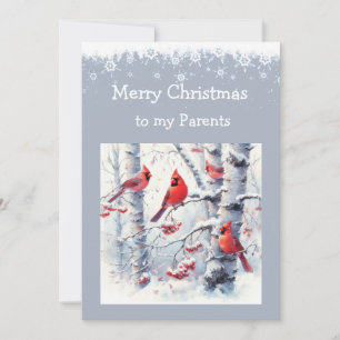 Cartes Pour Fêtes Annuelles Noël hiver Neige Arbres Cardinal Parents