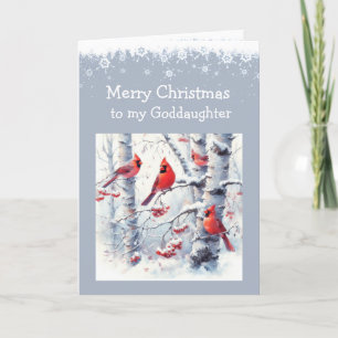 Cartes Pour Fêtes Annuelles Noël hiver Snowy Trees Cardinal Gogirl