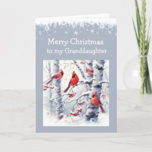 Cartes Pour Fêtes Annuelles Noël hiver Snowy Trees Cardinal Grandaughter