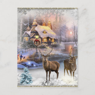 Cartes Pour Fêtes Annuelles Noël hiver Wilderness Cottage