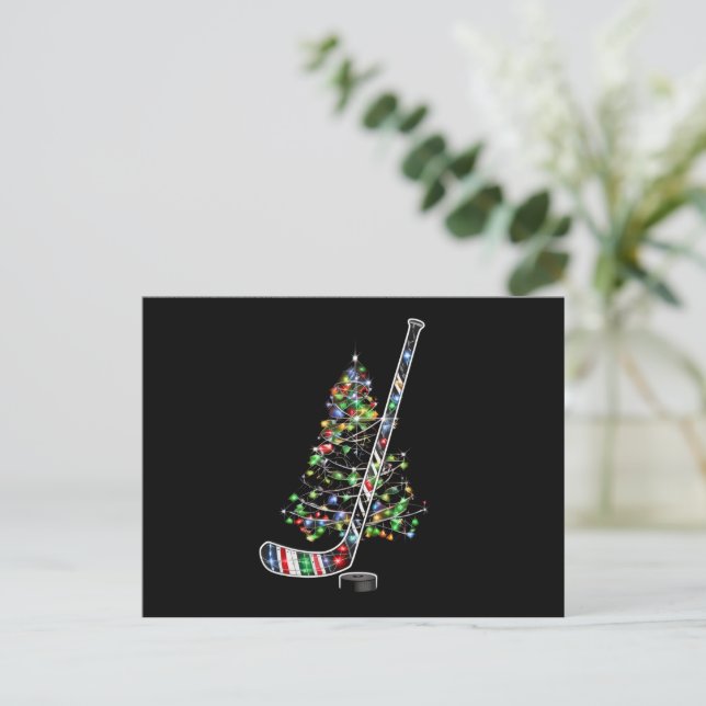 Cartes Pour Fêtes Annuelles Noël Hockey Sports Bal Santa Hat Noël (Debout devant)