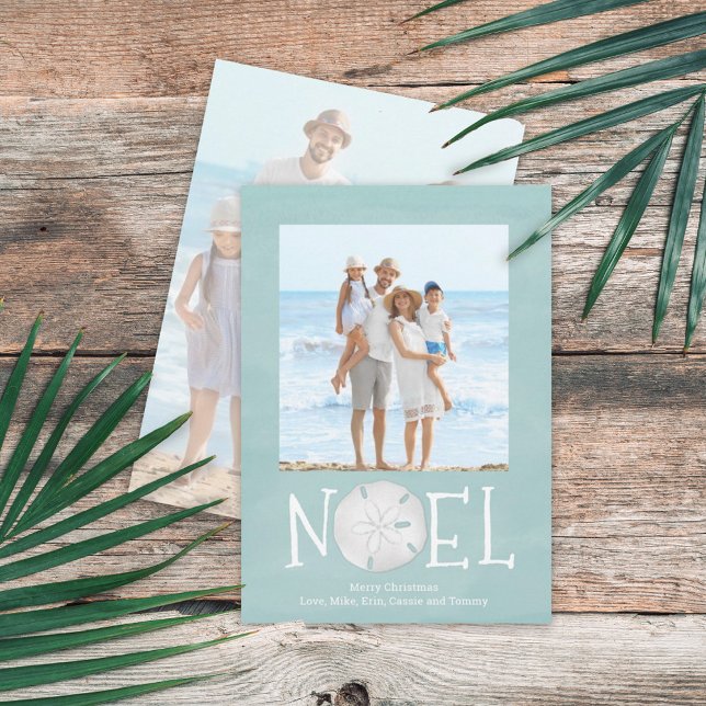 Cartes Pour Fêtes Annuelles Noël Holiday Noel Simple Trendy Beach 2 Photo (Créateur téléchargé)
