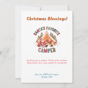 Cartes Pour Fêtes Annuelles Noël Holiday Père Noël Camp Tree Mountain Outdoor