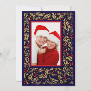 Cartes Pour Fêtes Annuelles Noël Holly avec les baies rouges Frontière Photo