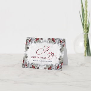 Cartes Pour Fêtes Annuelles Noël Holly Berry Rustic Salutation d'entreprise