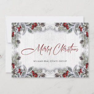 Cartes Pour Fêtes Annuelles Noël Holly Berry Rustic Salutation d'entreprise