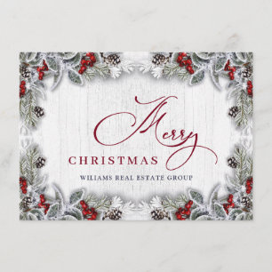 Cartes Pour Fêtes Annuelles Noël Holly Berry Rustic Salutation d'entreprise