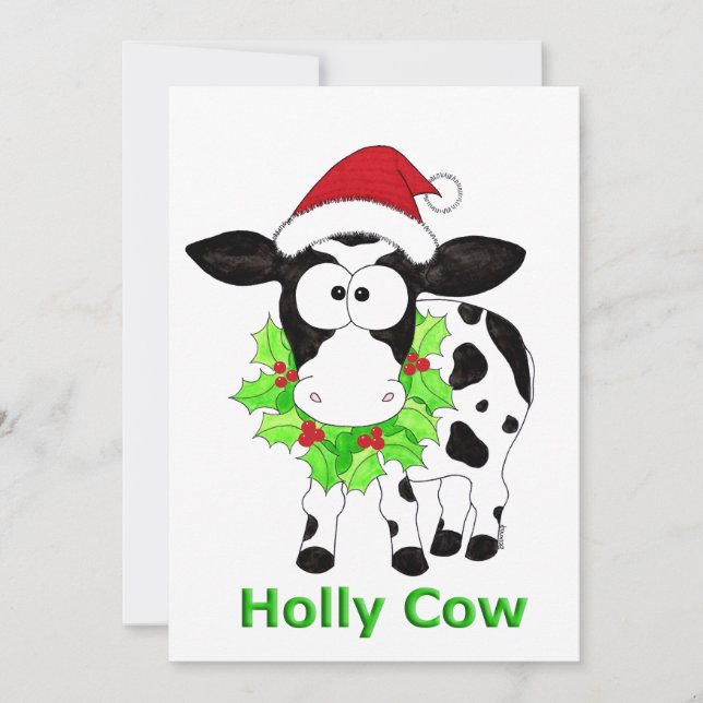 Cartes Pour Fêtes Annuelles Noël Holly Cow (Devant)