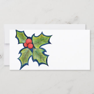 Cartes Pour Fêtes Annuelles Noël Holly Feuilles, Berries rouges