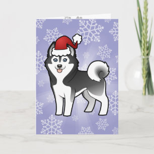Cartes Pour Fêtes Annuelles Noël Husky sibérien / Malamute d'Alaska