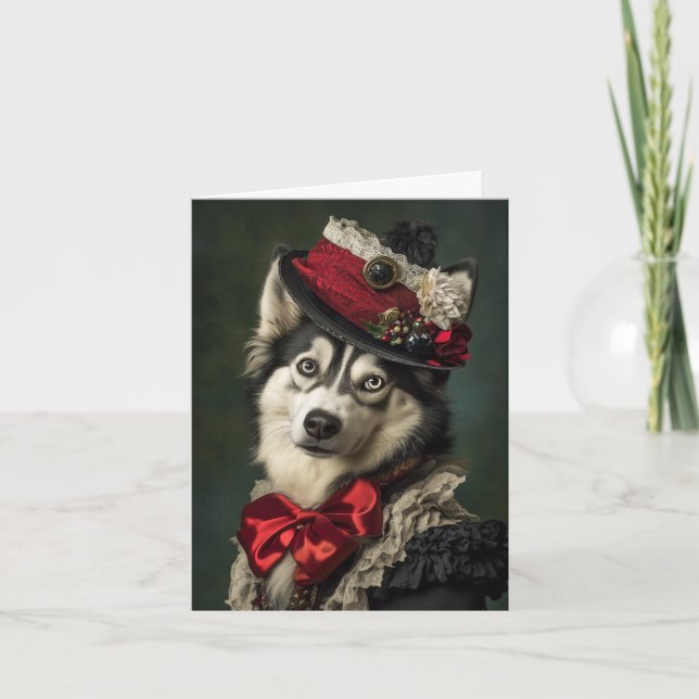 Cartes Pour Fêtes Annuelles Noël Husky Victorian (Devant)