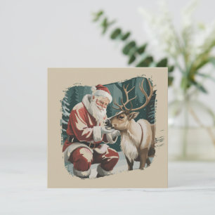 Cartes Pour Fêtes Annuelles Noël inspiré de l'ancien rétro Père Noël Renne 