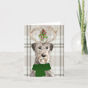 Cartes Pour Fêtes Annuelles Noël Irish Wolfhound et Taupe Plaid