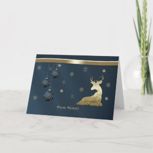Cartes Pour Fêtes Annuelles Noël, Italien, Cerf d'Or, Snowflakes