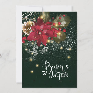 Cartes Pour Fêtes Annuelles Noël italien Poinsettia Pine Holly Garland