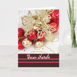 Cartes Pour Fêtes Annuelles Noël italien - rouge et babioles d'or