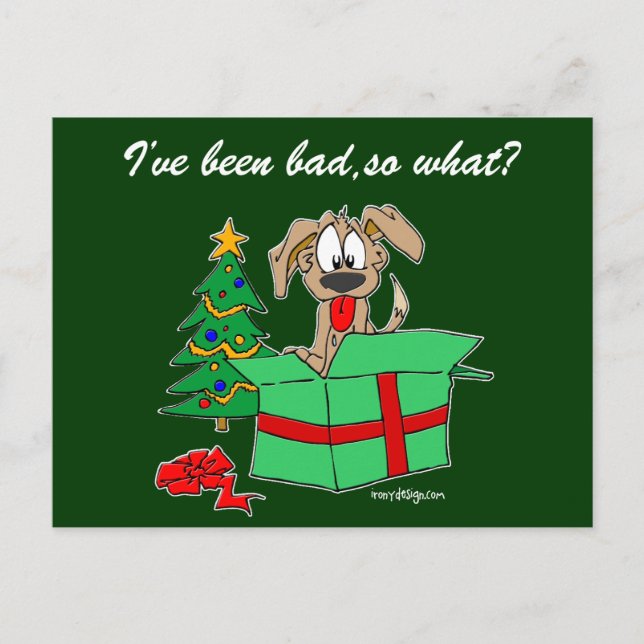 Cartes Pour Fêtes Annuelles Noël J'Ai Été Mauvais Alors Quoi ? (Devant)