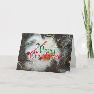 Cartes Pour Fêtes Annuelles NOËL JAUNE Personnalisé AVEC ORNAMENTS DE BRANCHE 