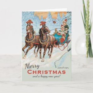 Cartes Pour Fêtes Annuelles Noël Jenny Nyström CC0933 Enfants en traîneau