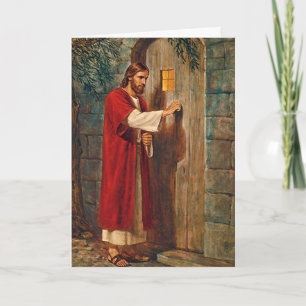 Cartes Pour Fêtes Annuelles Noël Jésus Frappe À La Porte
