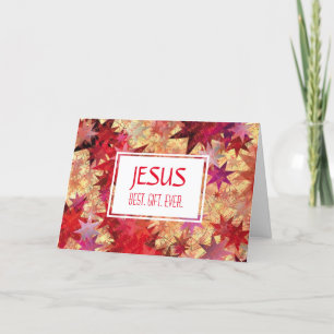 Cartes Pour Fêtes Annuelles Noël JESUS MEILLEUR CADEAU JAMAIS Red Rose Stars
