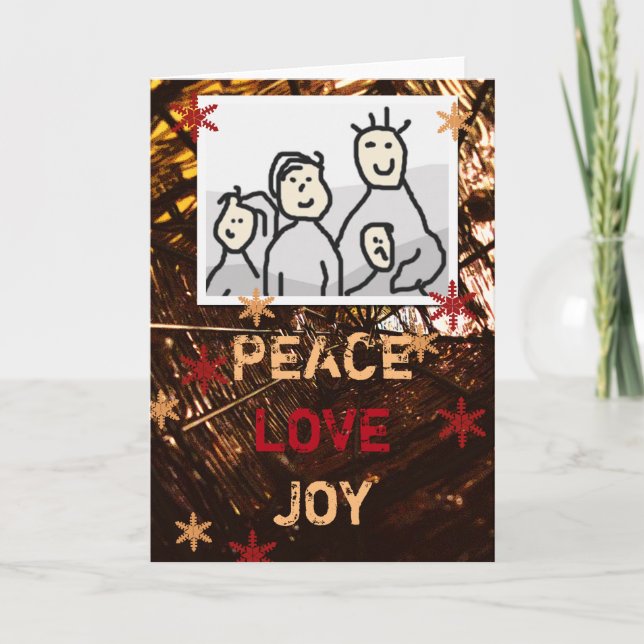 Cartes Pour Fêtes Annuelles Noël Joie Amour Paix saisonnière avec photo (Devant)
