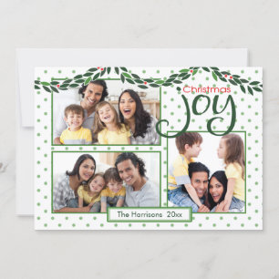 Cartes Pour Fêtes Annuelles Noël Joie, Garland et Pois verts