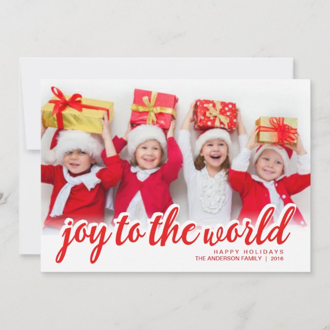 Cartes Pour Fêtes Annuelles Noël Joie Main moderne Script Lettré Photo (Devant)