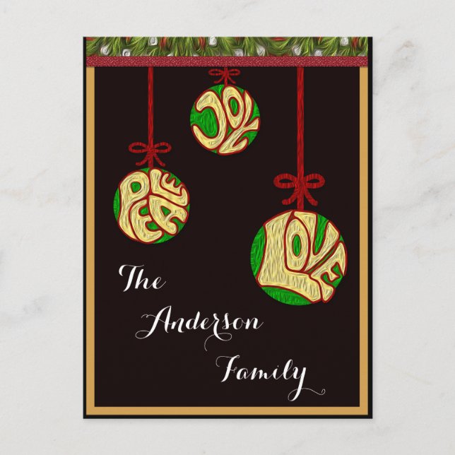 Cartes Pour Fêtes Annuelles Noël Joie Paix Amour Famille Personnaliser (Devant)