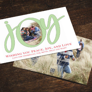 Cartes Pour Fêtes Annuelles Noël Joie Typographie Simple Deux photos