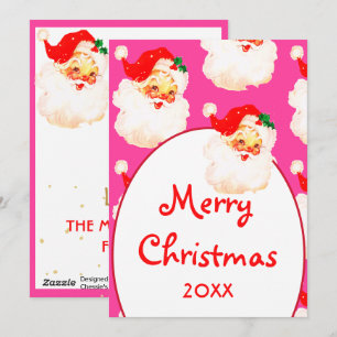 Cartes Pour Fêtes Annuelles Noël Jolly Santa Claus Rose Joyeux Salutation