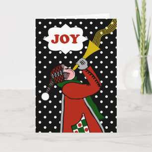 Cartes Pour Fêtes Annuelles Noël Joy Blown Horn in the Snow