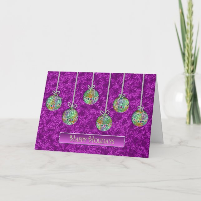 Cartes Pour Fêtes Annuelles Noël - Joyeuses fêtes - Boules décorées (Devant)