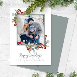 Cartes Pour Fêtes Annuelles Noël Joyeuses Fêtes Élégant Red Holly Berries