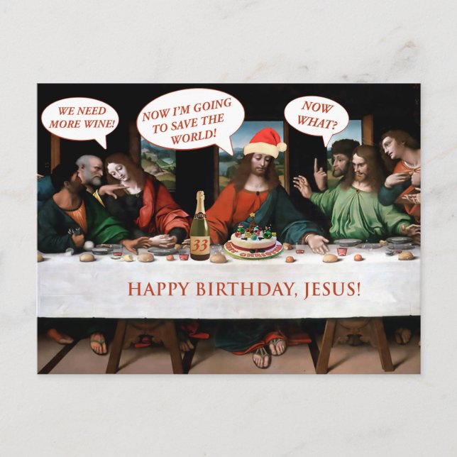 Cartes Pour Fêtes Annuelles Noël Joyeux Anniversaire Jésus Comics Style Drôle (Devant)