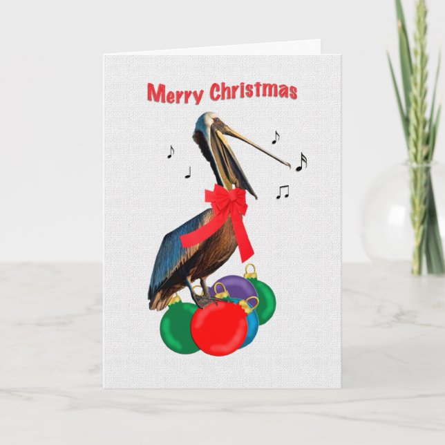 Cartes Pour Fêtes Annuelles Noël, Joyeux, Chant Pélican (Devant)