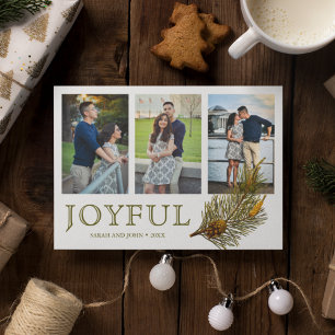 Cartes Pour Fêtes Annuelles Noël joyeux   Collage photo Rustique Pine Sprig
