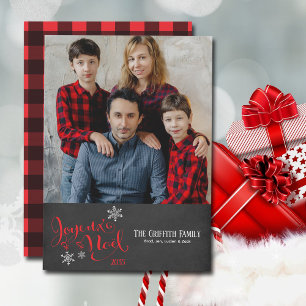 Cartes Pour Fêtes Annuelles Noël Joyeux Noel Flammes de neige Buffalo Plaid