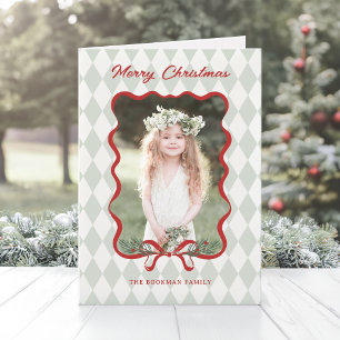 Cartes Pour Fêtes Annuelles Noël joyeux nœud rouge Photo fantaisiste