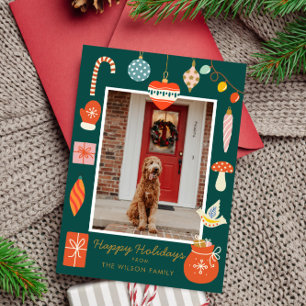 Cartes Pour Fêtes Annuelles Noël Joyeux Ornament Cute Famille Photo Holiday