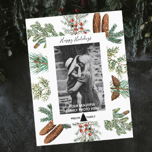Cartes Pour Fêtes Annuelles Noël Joyeux Vacances Famille Photo Pine