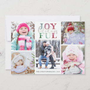 Cartes Pour Fêtes Annuelles Noël JOYFUL VACANCES 5 Photos Aquarelle