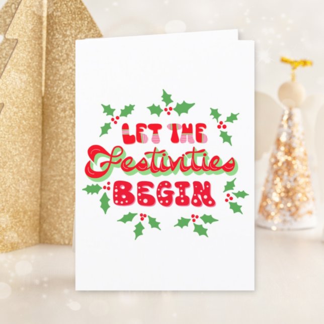Cartes Pour Fêtes Annuelles Noël Laisser Les Festivités Commencer Holly Berrie (Créateur téléchargé)